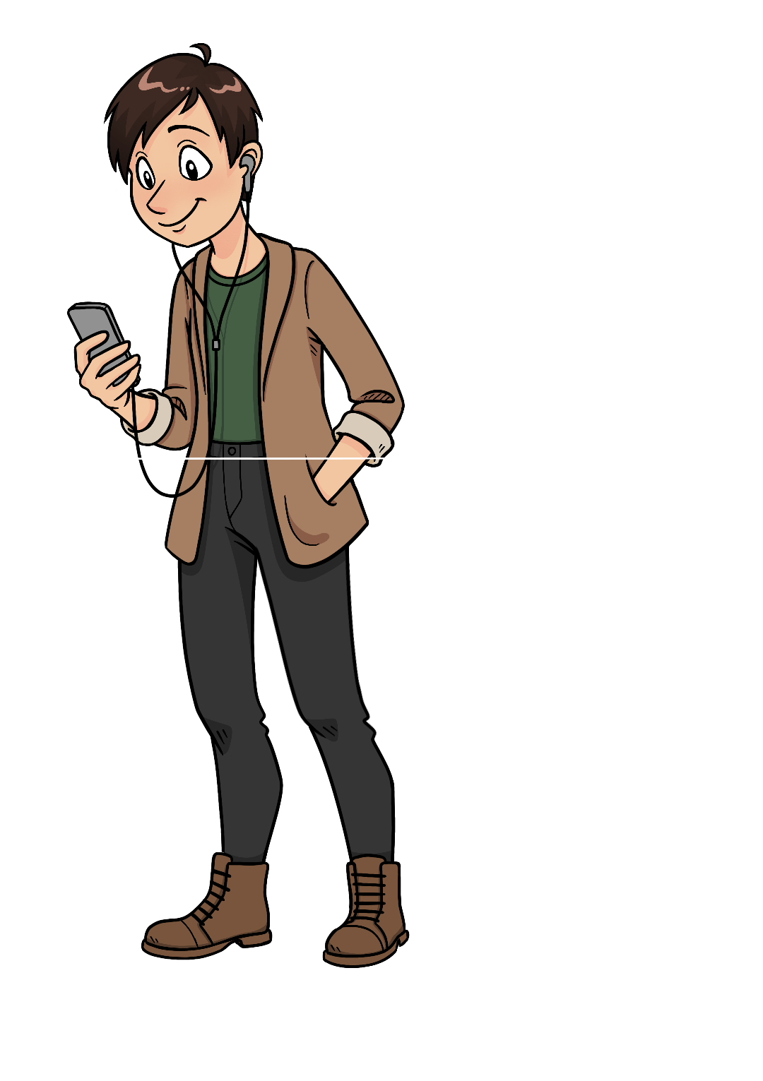 Example of half body and full body portrait of a human.